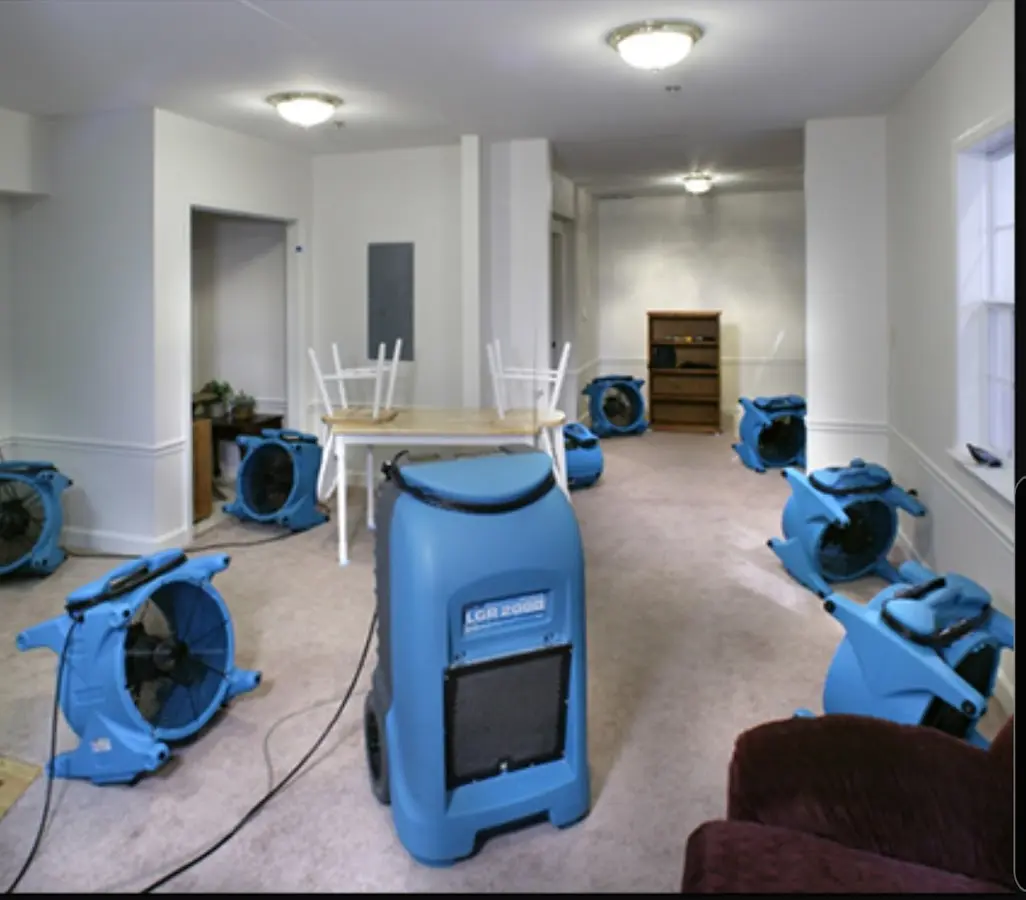 Air movers and dehumidifier setup for Water Damage Restoration in Wheat Ridge